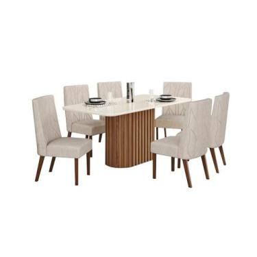 Imagem de Mesa Jantar Solana 180 6 Cadeiras Eloa Linho - Henn