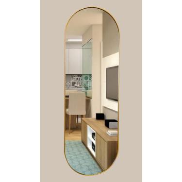 Imagem de Espelho oval com moldura em metal - Mobília Express, Plus Size