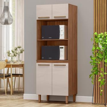 Imagem de Paneleiro Pop Torre Quente 70cm Com 4 Portas E 2 Nichos Freijó/baunilha/freijó