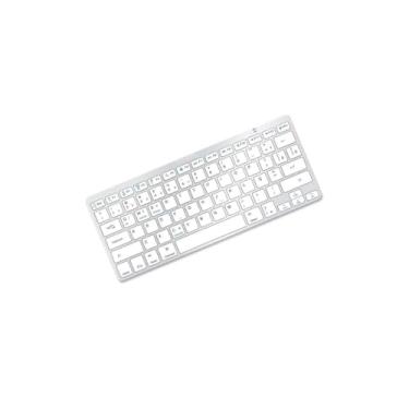 Imagem de Teclado Sem Fio Ultra Fino Bluetooth Para Tablet,Celular, Computador, Note, Com Teclas "Ç" e “COMMAND”, Padrão ABNT2 Layout Brasileiro (Cinza Metalizado) - Qualidade Premium