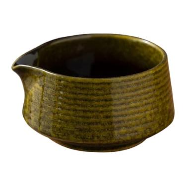 Imagem de Fenteer Utensílios de chawan matcha tigela para mexer a tigela de chá de porcelana artesanal para amantes de chá com chá de chá Matcha Latte Friend Gift, Amarelo