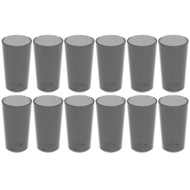 Imagem de 12 Copos Alto 500ml Fumê Plástico Escolar Refeitório Lanche Restaurant