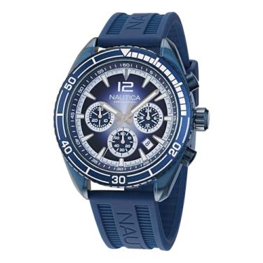 Imagem de Nautica Relógio masculino NAPKBF304 Key Biscane Vintage Azul Pulseira de Silicone, Azul