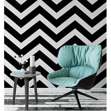 Imagem de Papel de parede preto e branco de 43,3 x 500,4 cm, papel de parede autoadesivo, papel de parede removível, impermeável, decorativo para cobertura de parede, armários e prateleiras