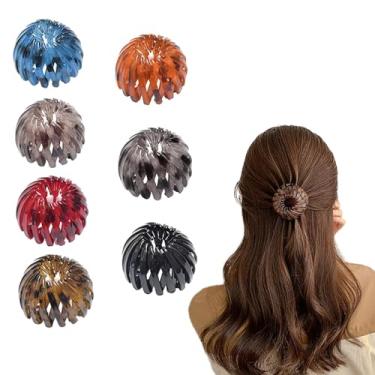 Imagem de AUEAR, Pacote com 7 grampos de cabelo em forma de ninho de pássaro expansível rabo de cavalo grampo de cachos grampos de garra de cabelo fabricantes de coque para mulheres e meninas cabelo fino