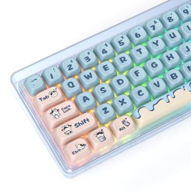 Imagem de iTastatur Teclas 60% PBT para teclado mecânico - 139 teclas, sublimação de tinta fofa perfil MOA personalizada para teclado mecânico 61 68 87108 (vaca)