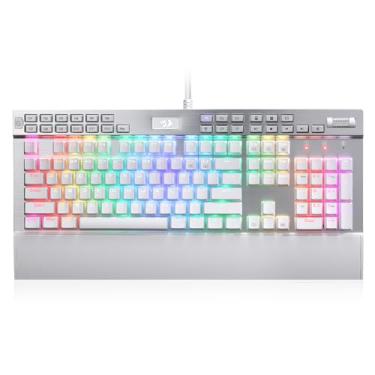 Imagem de Teclado Mecânico Gamer Redragon Yama Lunar White RGB Switch Outemu Purple ANSI K550W-RGB-1, Branco Lunar White