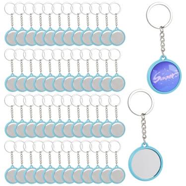 Imagem de Framendino, 50 conjuntos de suprimentos de botão de metal 32 mm/1,26 polegadas kit de fabricação de pinos peças de chaveiro dupla face para máquina de fazer botões, crachá redondo