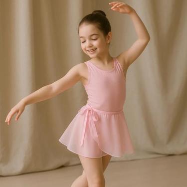 Imagem de Kit Body Collant e Saia de Ballet Infantil - Magic Sky, Rosa, 6