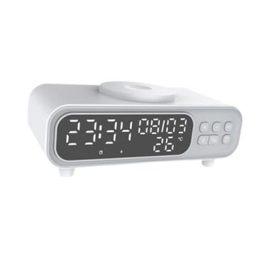 Imagem de IEUDNS Estação de carregamento sem fio 15W, estação de indução, luz noturna multi LED, despertador para cabeceira, quarto de adultos