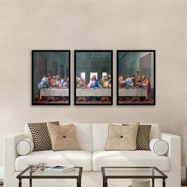 Imagem de Trio Quadros Decorativos Religiosos Santa Ceia Sala 60x40