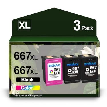 Imagem de 667 cartuchos de tinta pretos e coloridos de substituição para HP 667 XL 667XL para Deskjet Ink Advantage Plus 6075 6475 6476, Deskjet Ink Advantage 1275 2375 2775 (2 pretos, 1 tricolor)