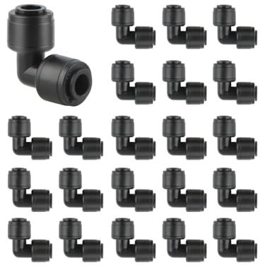 Imagem de 30 peças de conectores em T de irrigação por gotejamento de 1/10.2 cm Kalolary universal encaixe de cotovelo de 90 graus para tubos de irrigação de 1/10.2 cm, conectores de irrigação para sistema de