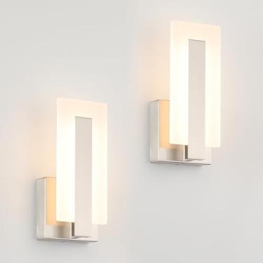 Imagem de Joosenhouse Conjunto De 2 Arandelas De Parede Led Modernas, Luminárias De Parede Com Fio De 3000K Com Luz Branca Quente, Luminária De Parede De 7W Para Cima E Para Baixo, Arandela De Parede Interna