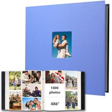 Imagem de Álbum de fotos 10 x 15 cm, capa de couro de capacidade extra grande, álbuns de fotos de casamento e família, comporta 1000 fotos horizontais e verticais, páginas sem ácido, álbum de fotos 10 x 15 com