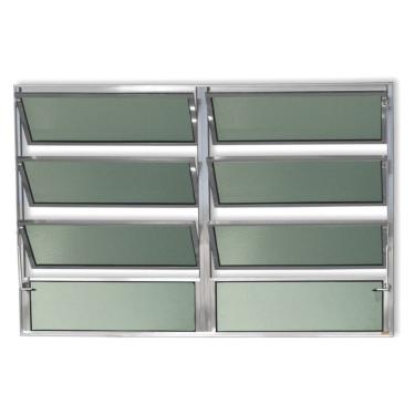 Imagem de Janela Basculante De Alumínio 80x200cm 2 Seções Com Vidro Boreal Plus Brimak Brilhante