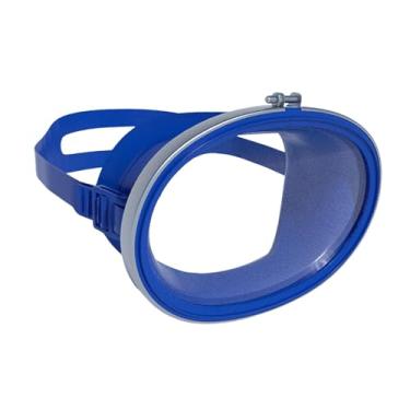 Imagem de simhoa Óculos de mergulho com snorkel, máscara de mergulho antiembaçante, alto volume e compacto profissional para livre, óculos de ângulo amplo, lente única, Estrutura de aço Azul