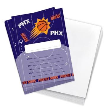 Imagem de Desert Cactus Phoenix Suns Convites NBA Oficialmente Licenciados Cartões de Feliz Aniversário 10 Contagem com Envelopes Meninos Meninas Festa Infantil (Estilo A)