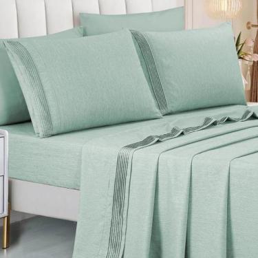 Imagem de Conjunto Cama Casal Queen Size Lizzie 04 Pç Bordado 300 Fios Toque Ext