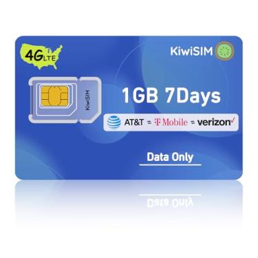 Imagem de KiwiSIM Cartão Sim 4G Lte De 1 Gb Por 7 Dias, Dados Dos Eua Para At&T/T-Mobile/Verizon, Hotspots/Roteadores/Rastreadores Gps Pré-Pagos Desbloqueados Sem Contrato, Wi-Fi Portátil E Dispositivos Celul