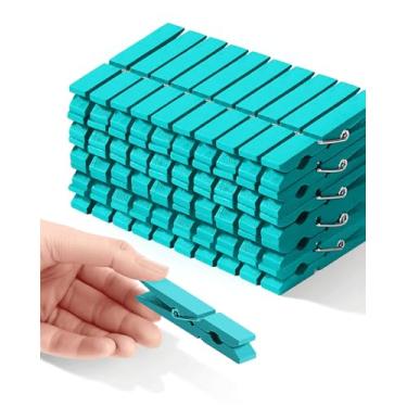 Imagem de Pregadores de roupa de madeira | Madeira natural, pacote com 50 alfinetes coloridos de torcida para líderes de torcida, artesanato, decoração de coisas | prendedores de pendurar para roupas