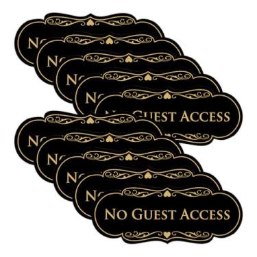 Imagem de All Quality Placa de acesso de designer sem convidado - plástico durável e fácil instalação | Ideal para restaurantes, bares, hotéis e Airbnb - preto/dourado - pequeno (pacote com 10)