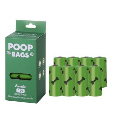 Imagem de HZDHCLH Sacos de cocô para cães à prova de vazamento, extragrossos para cães, Green Bones 8 rolos 23 x 33 cm, saco de lixo perfumado de lavanda para animais de estimação, 120 unidades