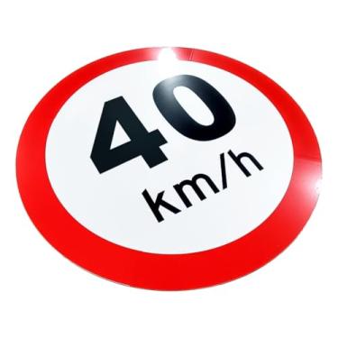 Imagem de Kit 5 Placas de Sinalização, Velocidade, Condomínio, 40km/h, 40cm, em ACM 3mm (alumínio composto)