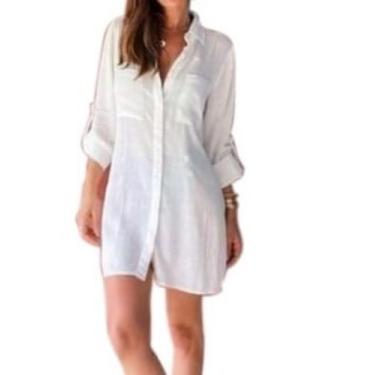 Imagem de Chemise Camisão Max Camisa Manga Longa Lisa - Madame, Branco, P