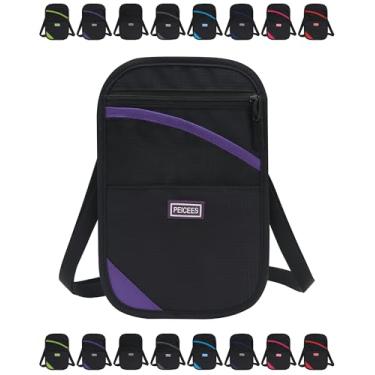 Imagem de Peicees Carteira de pescoço, porta-passaporte com bloqueio RFID, bolsa de viagem fácil de ocultar, Roxa, One Size, Casual