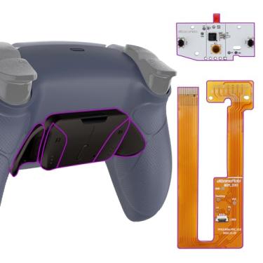 Imagem de eXtremeRate Kit De Remapeamento Rise4 Para Controle Ps5 Bdm-030 040 050 Com Botões Metal Pretos (Rmb), Versão 050, Revestimento Traseiro Emborrachado E Redesenhado Em Prata Esterlina, Placa Atualiza