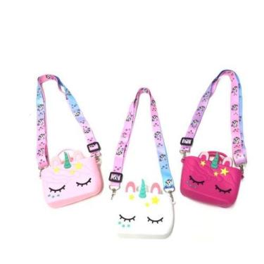 Imagem de Bolsa Infantil Alça Transversal Unicórnio Silicone - hARD7, Branca, Fe
