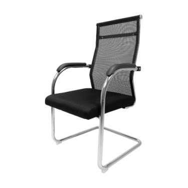 Imagem de Cadeira De Escritório Simples Diretor Base Fixa Tela Mesh Londres Preta