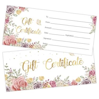 Imagem de Cartões de vale-presente, 25 vales de presente florais em branco para empresas, cupons de cupons para cliente de salão de spa e restaurantes, cartão de presente personalizado de 8,9 x 20,32 cm - 02