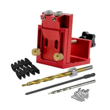 Imagem de WeiLaiKeQi Kits de gabarito para furos de bolso, guias para marcenaria, ferramenta de ângulo de junta, localizador de furos inclinados multifuncional para, Vermelho