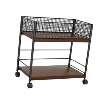 Imagem de Ioensy Caixa organizadora de arquivos embaixo da mesa, suporte de prateleira de malha, rack compacto e resistente, organizador de arquivos multifuncional, Preto com Roda