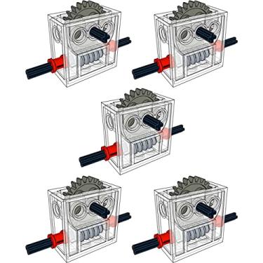 Imagem de 5 Sets of Technical Parts Complete Gearbox Assembly Trans-Clear Wormbox Gear Motor Reducer Block Mindstorms Robotics ev3 NXT MOC Transparent Robotics Power Function Compatible with Part 6588 F