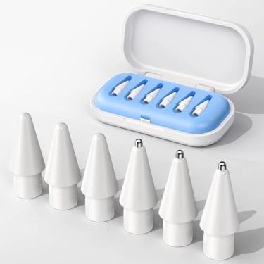Imagem de Pacote com 6 pontas de substituição para Apple Pencil, pontas de agulha para IpadPencil com capa, ponta de lápis sem desgaste para Apple Pencil 2ª geração/1ª geração/USB C/Pencil Pro, conjuntos de