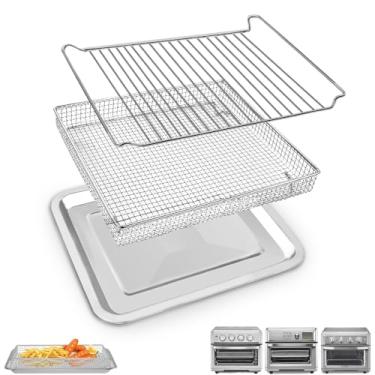 Imagem de Air Fryer Tray Replacement for Cuisinart TOA-60 TOA-65 Toaster Air Fryer Convection Oven, 11.5 * 10'' Non-stick Mesh Air Fryer Stainless Steel Basket Wire Rack Accessories Parts, Dishwasher Safe