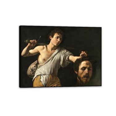 Imagem de David with the Head of Goliath by Caravagio Impressão em tela arte de parede famosa reprodução de pintura barroca impressão perfeita para decoração de casa ou escritório 65 x 50 cm (66.0x48.3 cm)