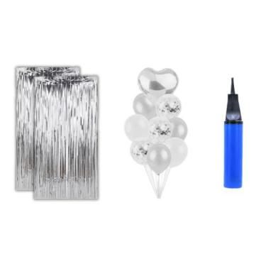 Imagem de Kit Festa 2 Cortinas Metalizadas e 9 Balões e Metalizado - Partiufesta