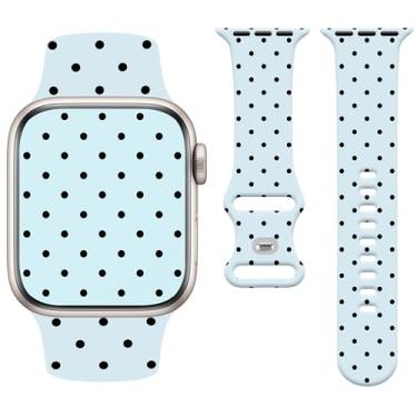 Imagem de Watbro Pulseira moderna de relógio estética de bolinhas compatível com Apple Watch de 38 mm, 40 mm, 41 mm, 42 mm, 44 mm, 45 mm, 49 mm, feminina, masculina, design fofo de silicone macio para Apple