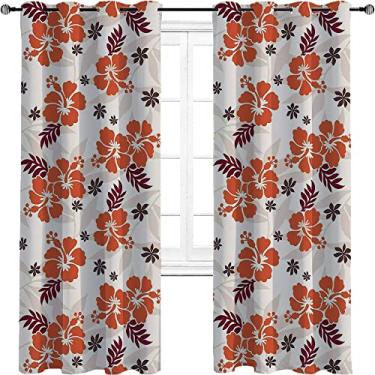 Imagem de Cortinas blackout Havaí para quarto - Cortinas escurecidas com isolamento térmico com ilhós para sala de estar, três camadas trançadas anel de redução de ruído cortina de sombra, L 182 x C 182