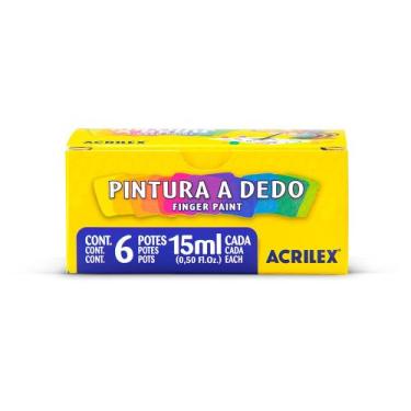 Imagem de Pintura a dedo Acrilex com 6 cores 30ml