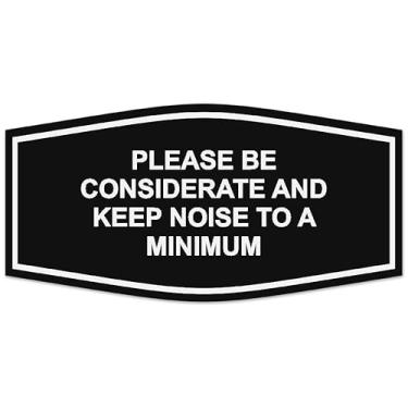 Imagem de Signs ByLITA Fancy Please Be Considerate and Keep Noise to a Minimum Sign - Letras gravadas a laser | Plástico ABS durável | Cores vibrantes | Fita de espuma poderosa (preto) - Grande