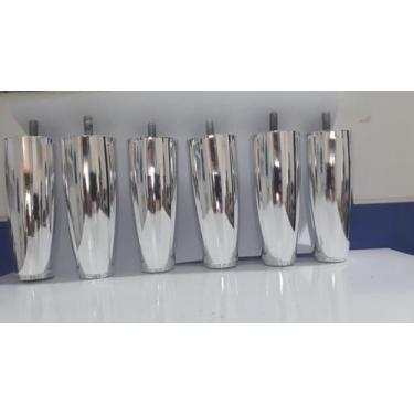 Imagem de Kit Pes Cama box 6 pes Conico Metalizado Escuro com 12 cm de altura - 