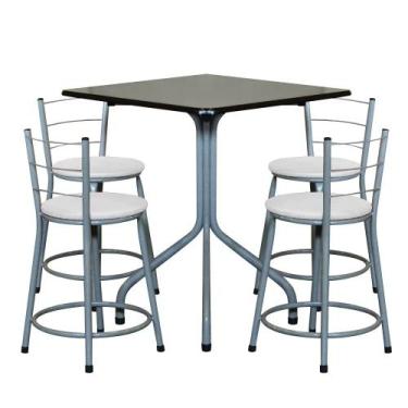 Imagem de Conjunto Mesa Quadrada 70cm Cinza Com 4 Banquetas Epoxi - Lamar Design
