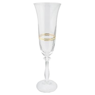Imagem de Jogo de 6 taças para champanhe decorada em cristal ecológico gold rim 190ml A24,5cm - Full Fit