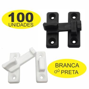 Imagem de Kit 100 Fechos Plastico Para Porta Sanfonada - P&J, Preto