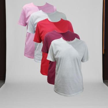 Imagem de Kit 5 Camisas Masculinas Camisetas Básicas Lisas Manga Curta 100% Algo